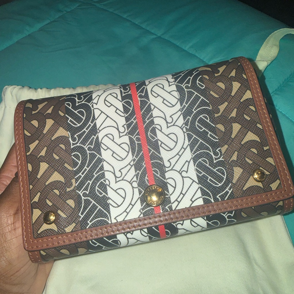 Designer Monogram Wallet With Red Stripe